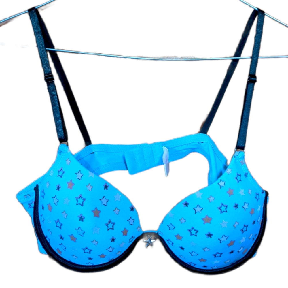Native Intimates Blue Black Star Bra Size 36B